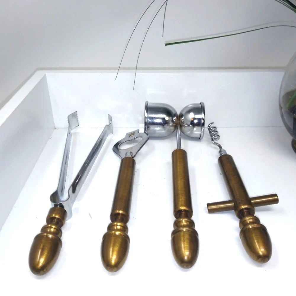 Antique Brass Bartender 4pc. Tool Set